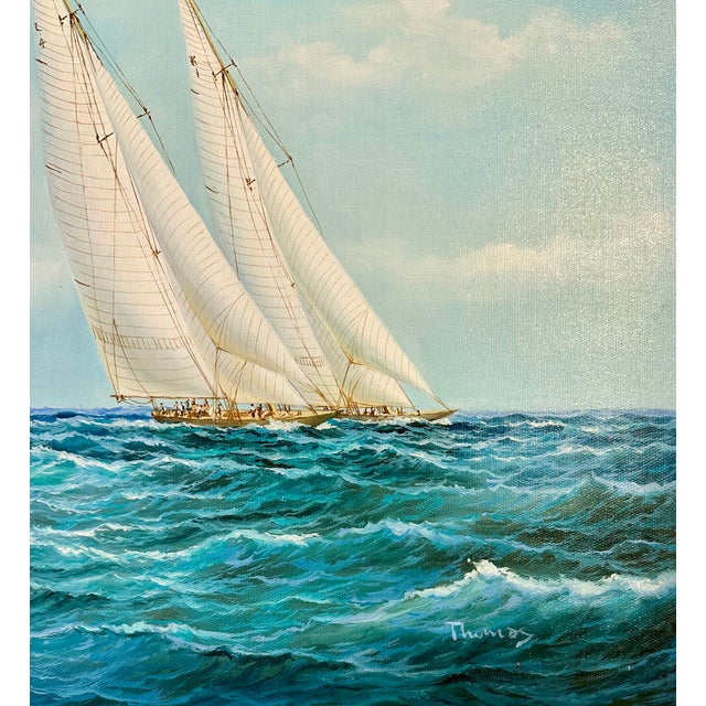 2020s Yacht Sailing Schooners at Sea Original Painting – By Matt Thomas (24" X 36"), Unstretched For Sale - Image 5 of 6