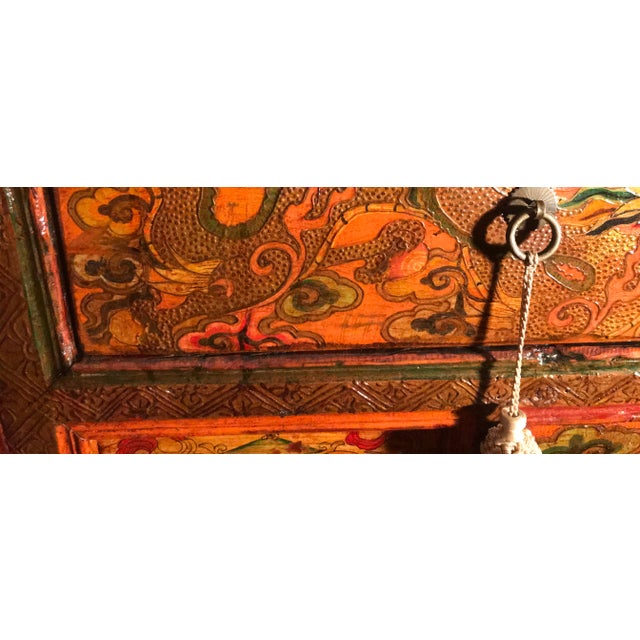 Tibetan Painted Cabinet 1940s Vintage For Sale - Image 12 of 13