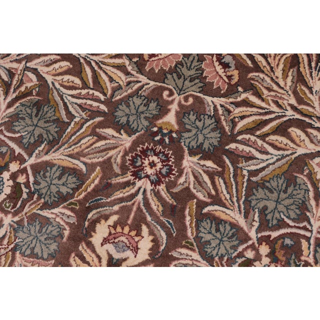 Boho Chic 1990's Floral Pak-Persian Brown/Beige Wool Round Rug - 6'2'' X 6'6'' For Sale - Image 4 of 9