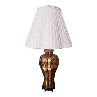 Vintage Asian Modern Golden Glazed Porcelain Lamp For Sale