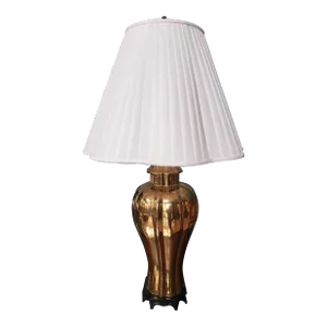 Vintage Asian Modern Golden Glazed Porcelain Lamp