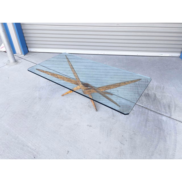 Silas Seandel Silas Seandel Mid-Century Sculptural Brass and Glass Coffee Table, 1970s For Sale - Image 4 of 14