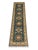 A rich blue field gives this natural-dyed wool runner a striking backdrop for its alternating tribal medallions. Cream and...