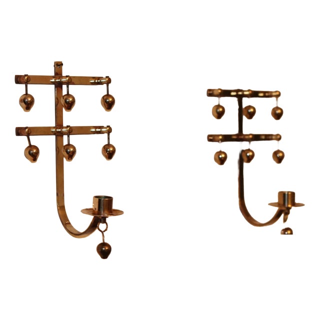 Mid-Century Swedish Brass Sconces by Kee Mora, Set of 2 For Sale
