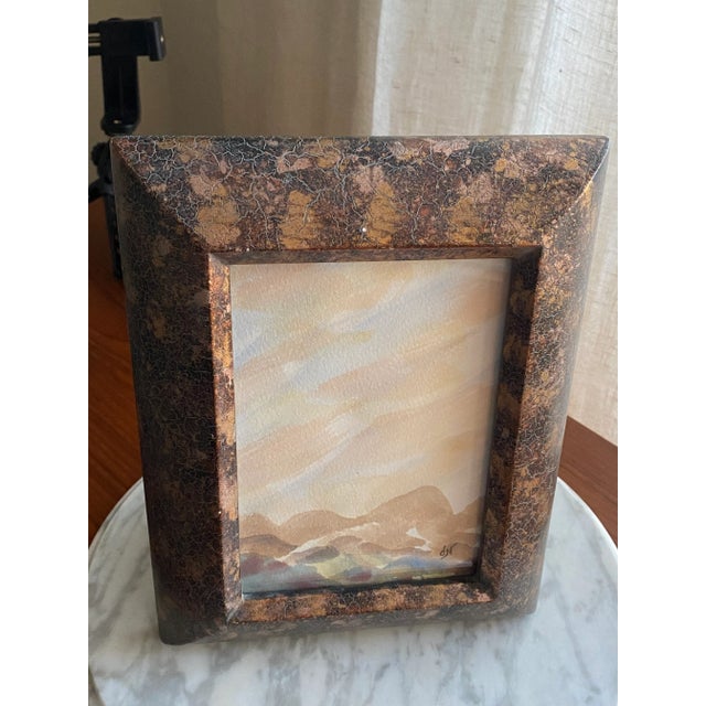 Contemporary Watercolor Pastel Signed & Framed Original Painting in Wide Textured Frame For Sale - Image 3 of 6