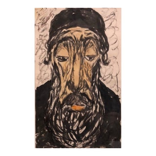 Abraham Walkowitz, Modernist Watercolor Painting, Portrait of a Man, the Rabbi For Sale