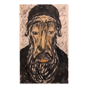 Abraham Walkowitz, Modernist Watercolor Painting, Portrait of a Man, the Rabbi