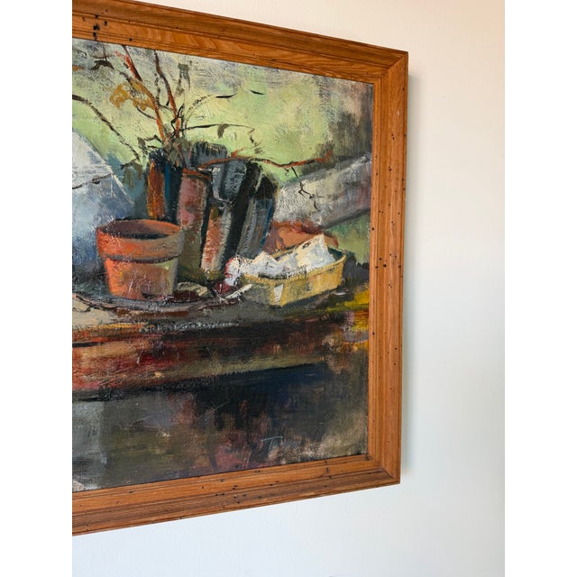 Brown 1960s Vintage Turner Still Life Oil on Canvas Painting in Wood Frame For Sale - Image 8 of 12