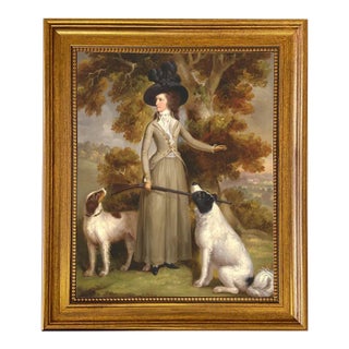 "The Countess of Effingham" Contemporary Reproduction Print on Canvas After George Haugh, Gold Frame For Sale