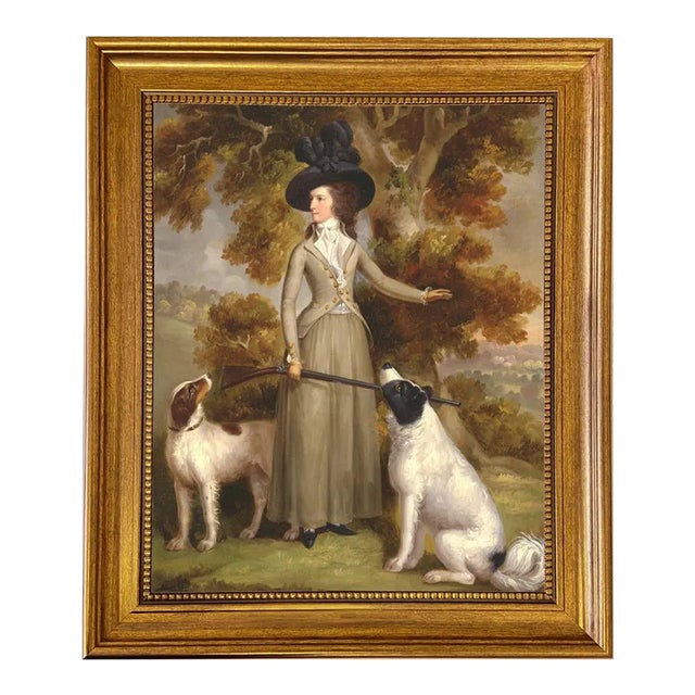 "The Countess of Effingham" Contemporary Reproduction Print on Canvas After George Haugh, Gold Frame For Sale