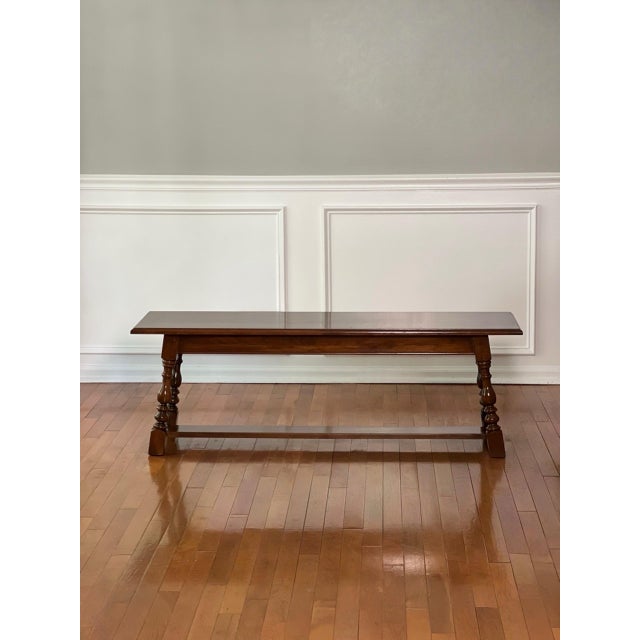 Late 20th Century Harden Furniture Country English Style Cherry Wood Bench With Splayed Legs, 20th C. For Sale - Image 5 of 14