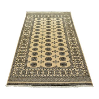 Bokhara Rug 5’2” X 7’8” Beige Wool Tribal Hand-Knotted Oriental Carpet For Sale