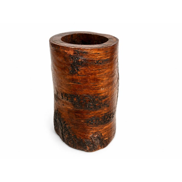 Antique Whole Root Solid Wood Brush Pot Vase Jar 15.75 Lb For Sale In Los Angeles - Image 6 of 17