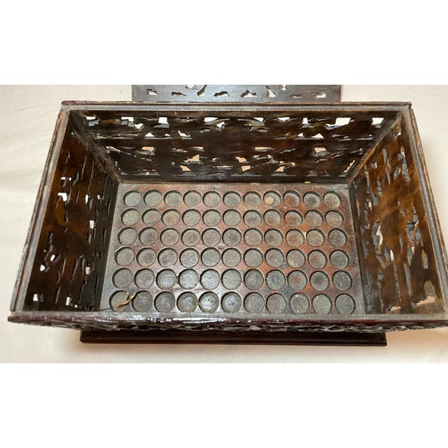 Antique Hand Carved German Black Forest Wood Reticulated Floral Dresser Box For Sale - Image 12 of 17