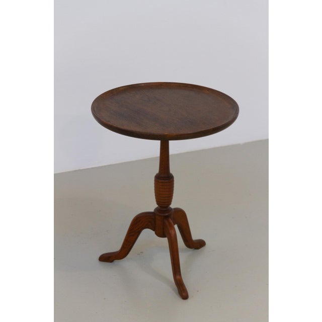 Danish Round Tripod Side Table in Stained Oak by Anton Kildeberg, 1960s For Sale - Image 15 of 18