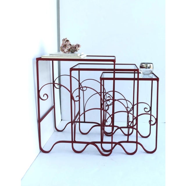 Mid 20th Century Nesting End Side Drinks Tables Outdoor Garden, Set of 3 For Sale - Image 5 of 12