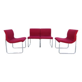 Mid Century Modern ~ Chrome Modular Scoop Side Chairs Set of 4 ~ Milo Baughman Style For Sale