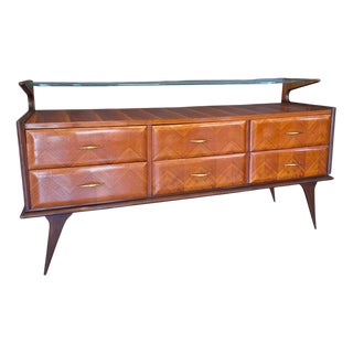 Large 4-Drawer Chest of Drawers with Glass Shelf, Italy, 1950s For Sale