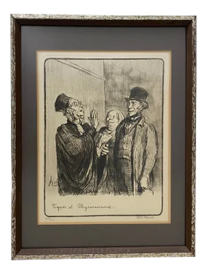 Vintage Framed Lithograph by Honore Daumier