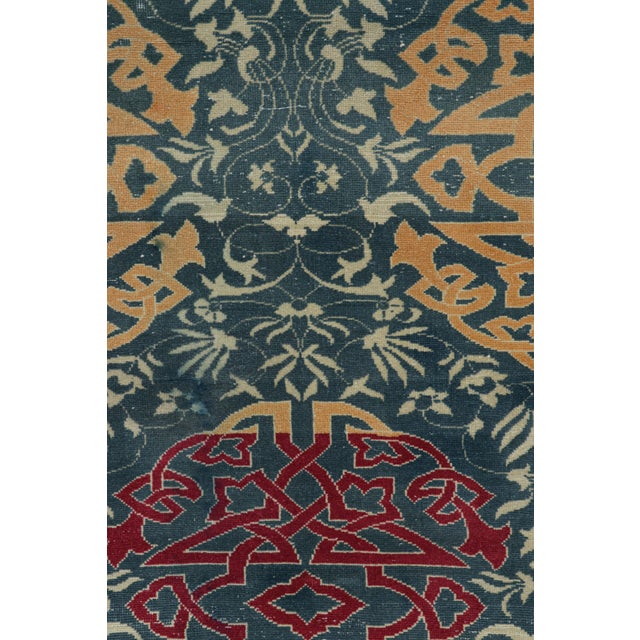 Traditional Vintage Hereke Runner Rug in Teal Blue With Arabesque Medallions | Rug & Kilim For Sale - Image 3 of 7