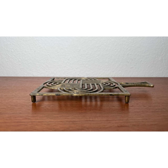 Art Deco Bronze Trivet Coaster with Solomon Knot Design For Sale - Image 3 of 12