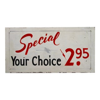 Vintage Special Your Choice Diner Sign For Sale