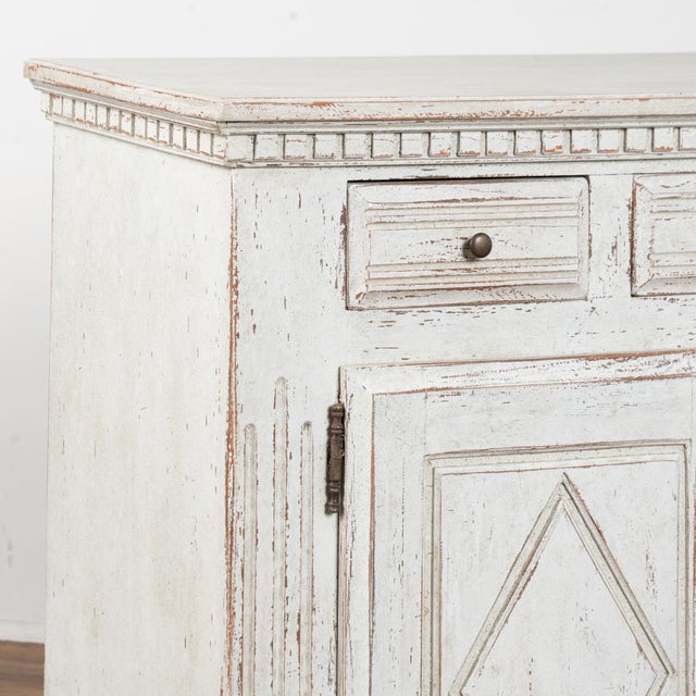 Wood 20th Century Swedish White Painted Oak Sideboard Buffet For Sale - Image 7 of 15