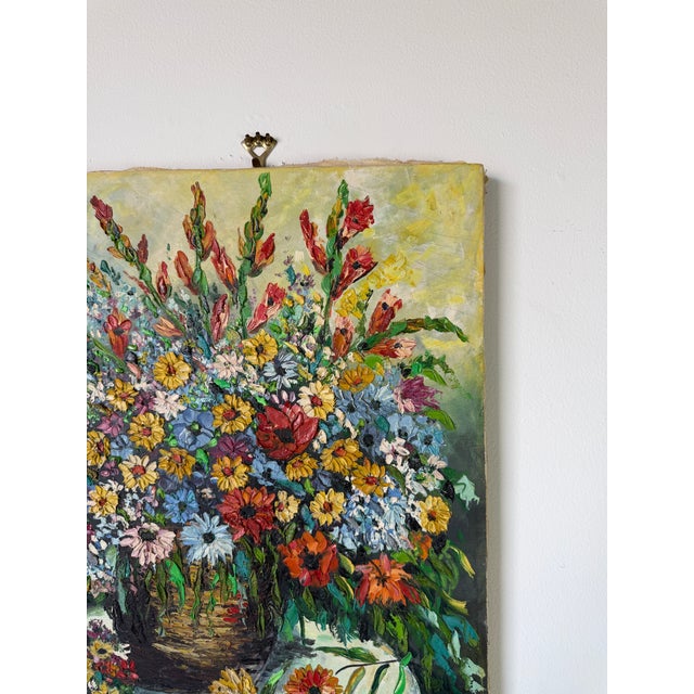 Vintage Impressionist Floral Still Life Oil Painting on Canvas - Unframed For Sale In Miami - Image 6 of 13
