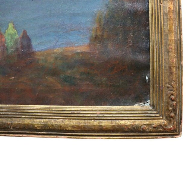 Arts & Crafts Newcomb Macklin Giltwood Frame With Landscape Painting C1920 For Sale - Image 6 of 13