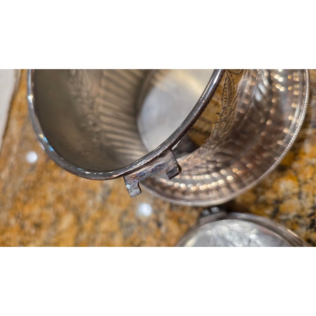 Vintage English SIlver-plated Hinged Biscuit Jar (Biscuit Barrell)/ Ice Bucket For Sale - Image 9 of 11