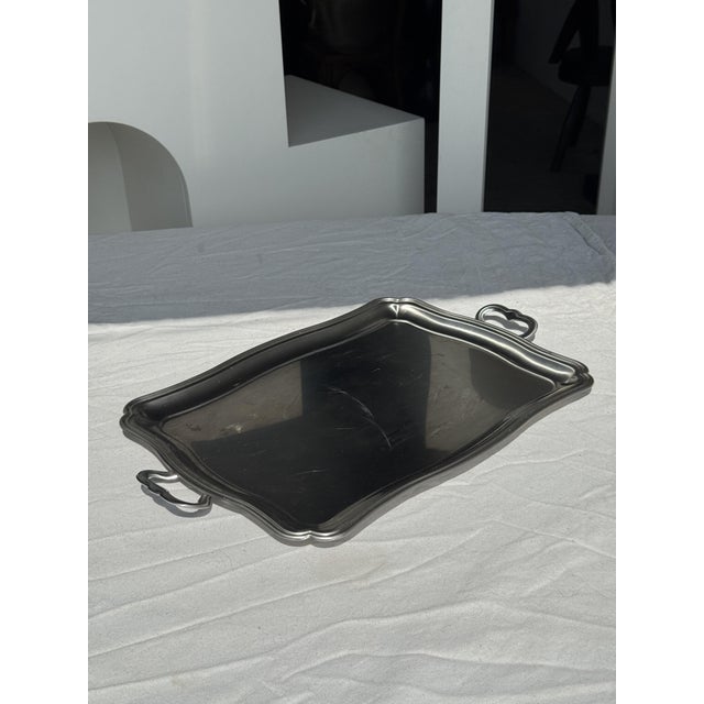 Silver Silver Stainless Steel Serving Tray by Guy Degrenne, 1980s For Sale - Image 8 of 15
