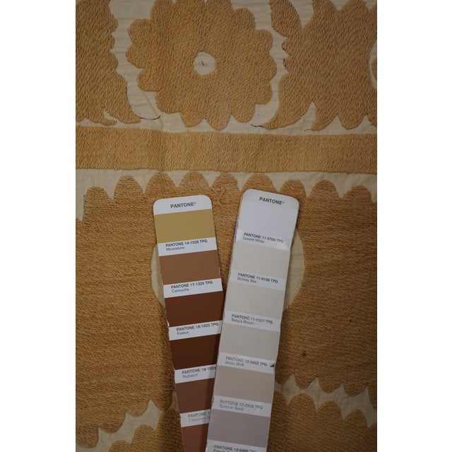 Soft Earth Tone Suzani Textile, Hand Stitched Uzbek Home Decor 4'2'' X 4'8'' For Sale - Image 9 of 10