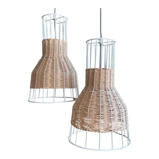 BluDot Laika Pendants, Tall Natural - a Pair For Sale