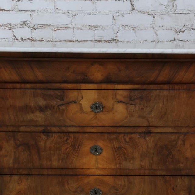 Wood 19th Century Louis Philippe Chest With White Marble Top For Sale - Image 7 of 7