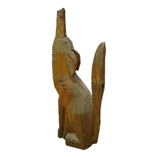 Folk Art Hand Carved Coyote Floor Standing Sculpture For Sale