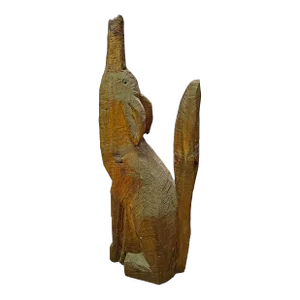 Folk Art Hand Carved Coyote Floor Standing Sculpture