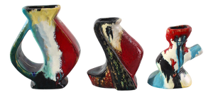 Hand-Glazed Polychrome Ceramic Vases-Sculptures by A. Minghetti, Italy, 1950s, Set of 3