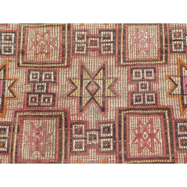 1960s 1960s Embroidered Turkish Kilim - 55"x113" For Sale - Image 5 of 11