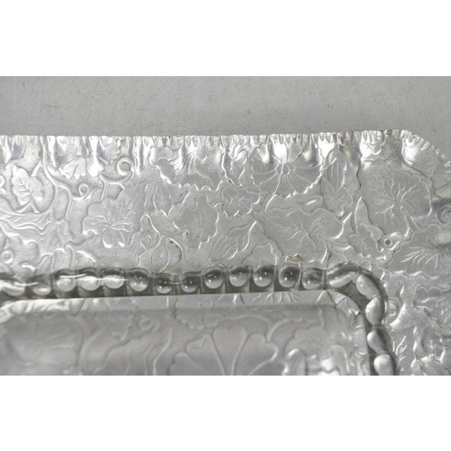 Vintage Art Deco Nouveau Hammered Aluminum Vegetable Relish Serving Platter Tray For Sale - Image 12 of 17