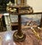 French Style Wood Side Table With Glass Top, Gold Leaf Details & Functional Drawer For Sale - Image 4 of 5