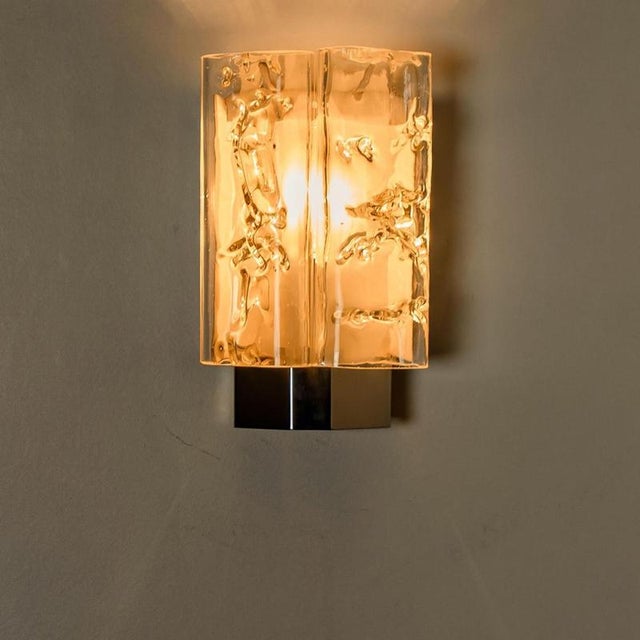 Ice Glass and Chrome Wall Sconces from Doria, 1970s, Set of 2 For Sale - Image 11 of 12