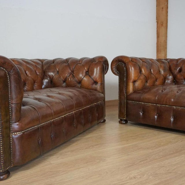 Textile Vintage Chesterfield Sofas, 1920s, Set of 2 For Sale - Image 7 of 12