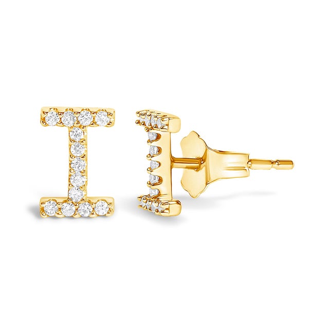 Expertly crafted to symbolize individuality and grace, this exquisite "I" initial stud earring is fashioned from radiant...