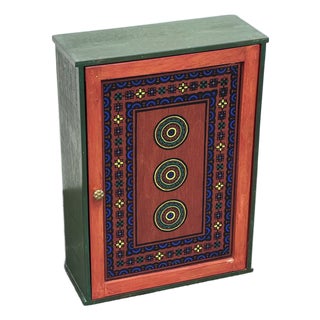 Late 20th Century Nepalese Hand Painted Wood Cabinet For Sale