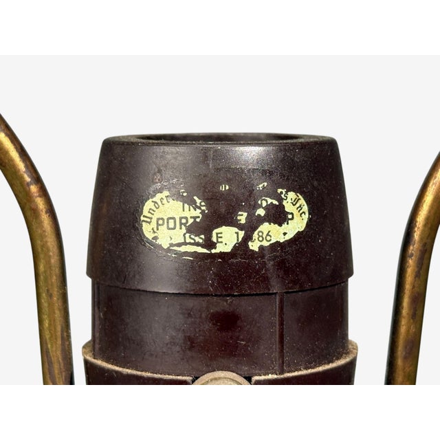 1960s American Modern, Cage Form Table Lamp, Walnut, Brass, Usa For Sale - Image 11 of 12