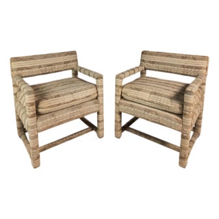 Set of 2 Mid-Century Modern Parsons Chairs in Original Fabric Attributed to Milo Baughman, Usa, Circa 1960s For Sale