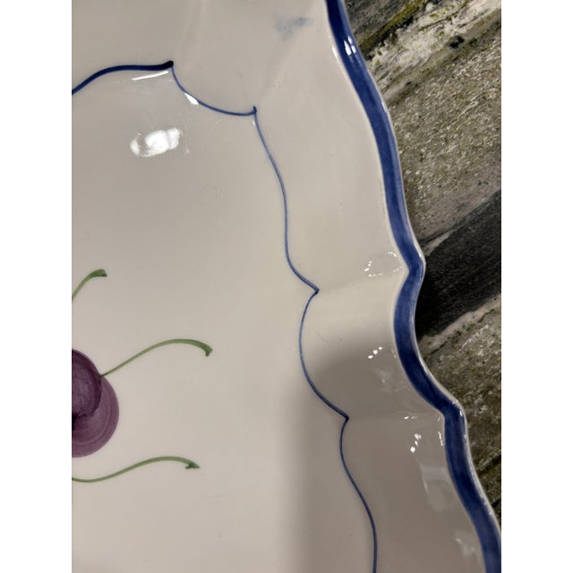 Contemporary 1990s Vietri Disappearing Cherries Pattern Square Dessert or Display Dishes - Pair For Sale - Image 3 of 7