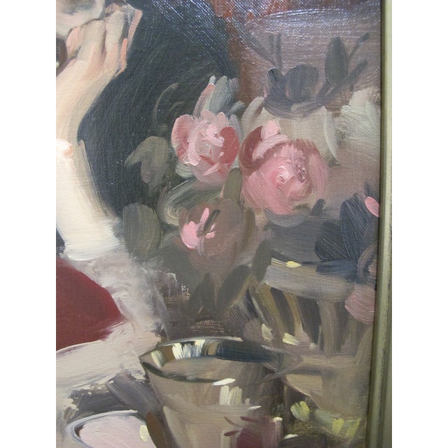 Paint Milt Kobayashi Signed Original Figural Bar Scene Oil Painting Do I Dare For Sale - Image 7 of 9