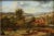 Aqua Landscape Paintings, Early 19th-Century, Oil on Canvas, Framed, Set of 2 For Sale - Image 8 of 11