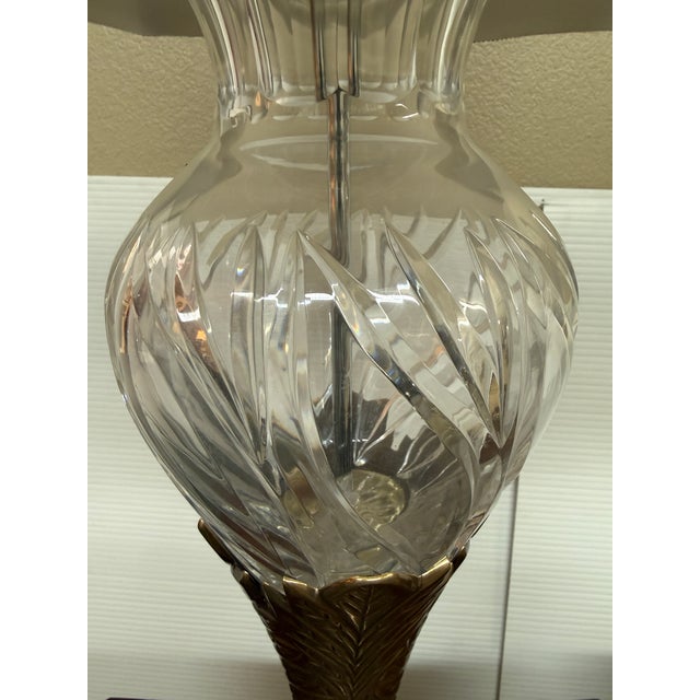 Late 20th Century Late 20th Century Cut Glass + Silver Art Deco Table Lamps, Pair For Sale - Image 5 of 12